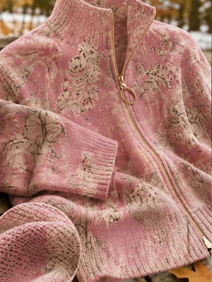 Kathryn | Relaxed Floral Zip Up Cardigan Sweater