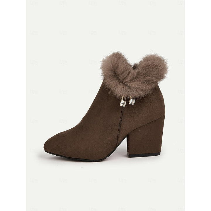 Kayla | Cozy Plush Collar Block Heel Ankle Boots