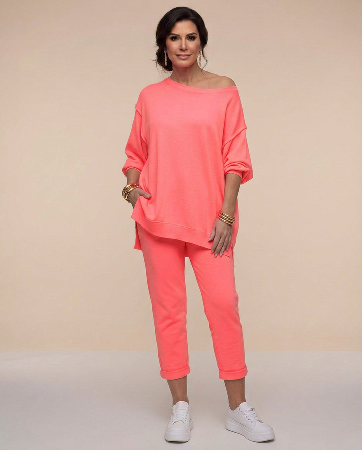Kayla | Polished Off Shoulder Two Piece Lounge Set
