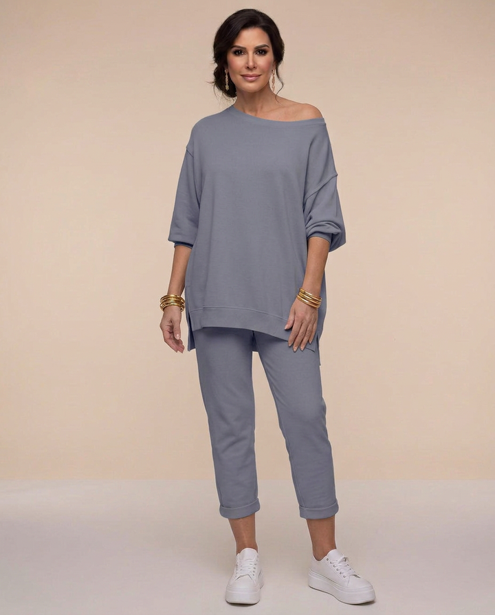 Kayla | Polished Off Shoulder Two Piece Lounge Set