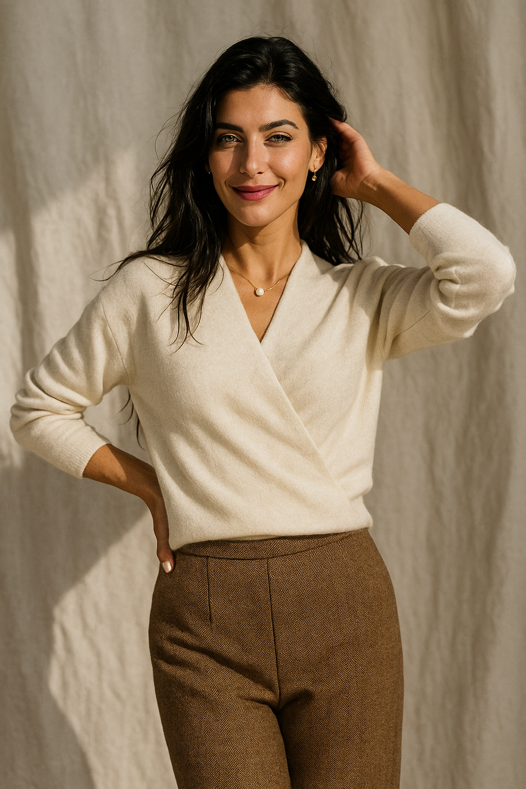 Kayla | Refined Wrap V Neck Knit Sweater