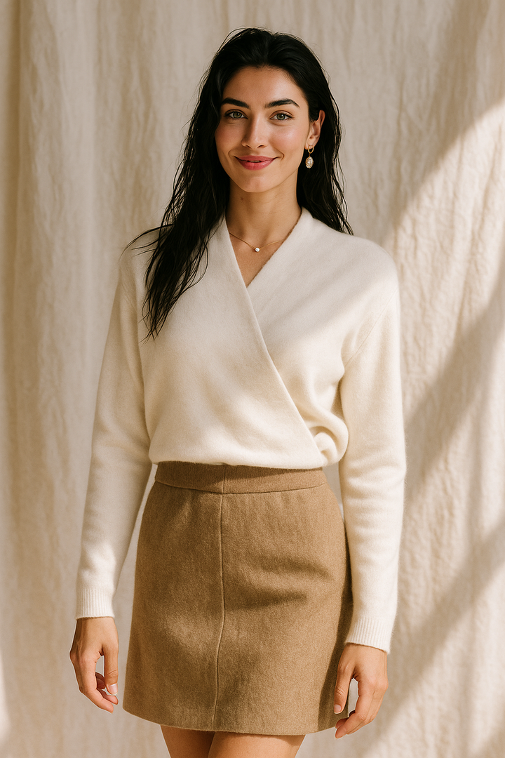 Kayla | Refined Wrap V Neck Knit Sweater