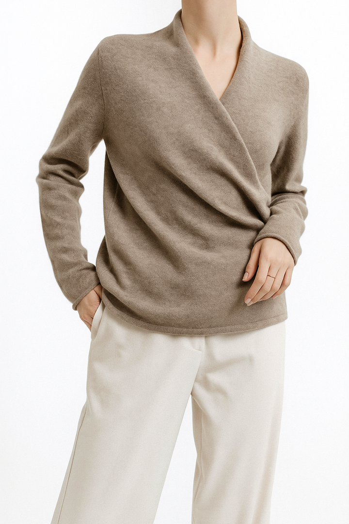 Kayla | Refined Wrap V Neck Knit Sweater