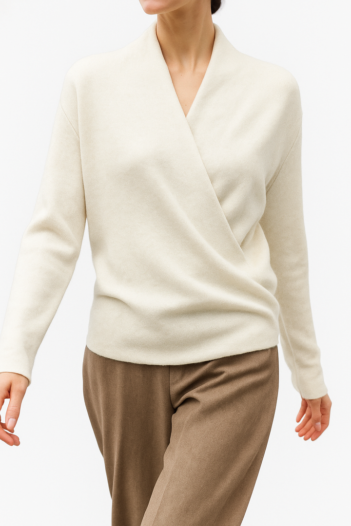 Kayla | Refined Wrap V Neck Knit Sweater
