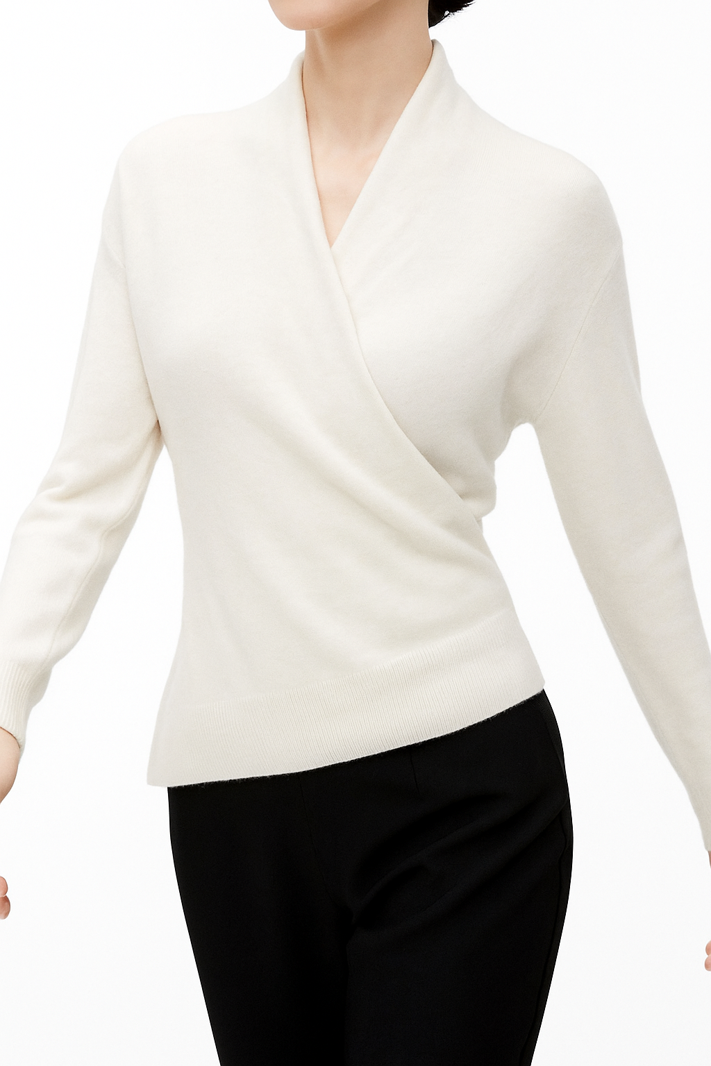 Kayla | Refined Wrap V Neck Knit Sweater