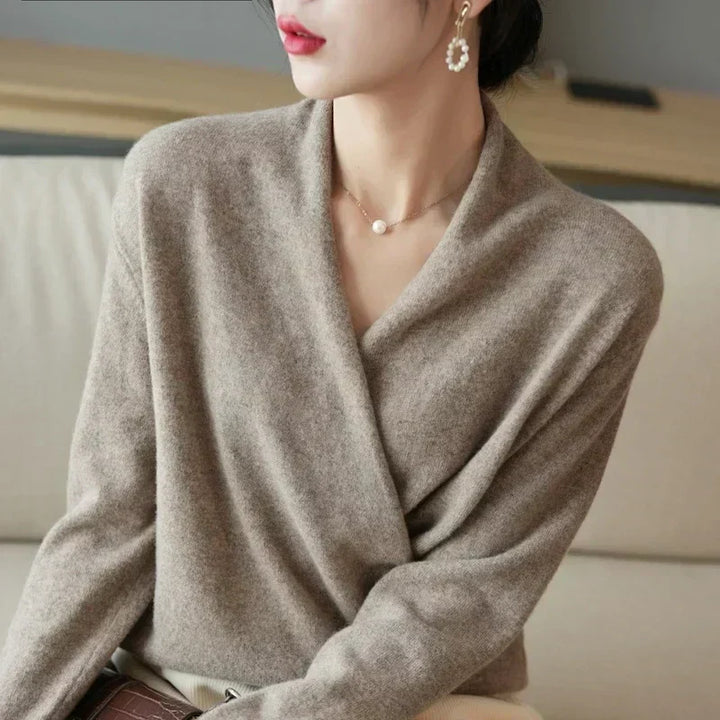 Kayla | Refined Wrap V Neck Knit Sweater