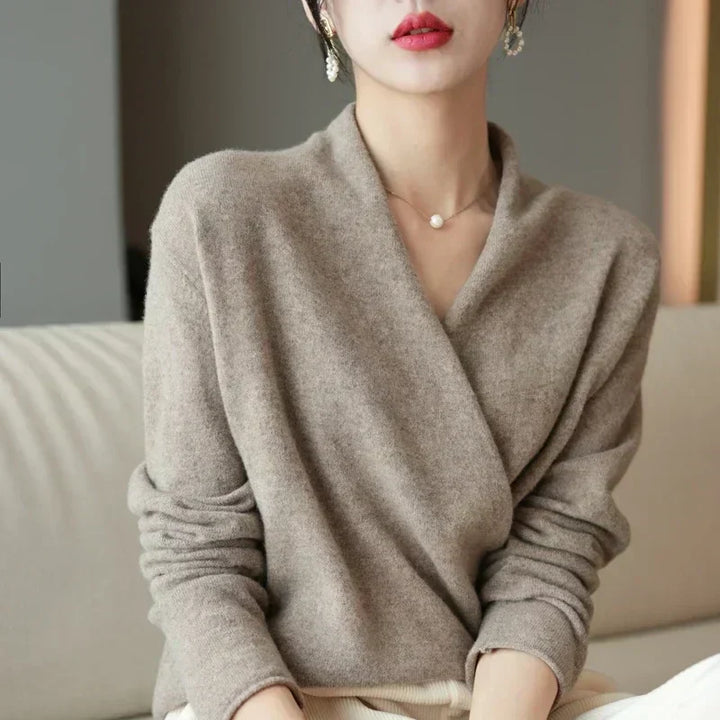 Kayla | Refined Wrap V Neck Knit Sweater