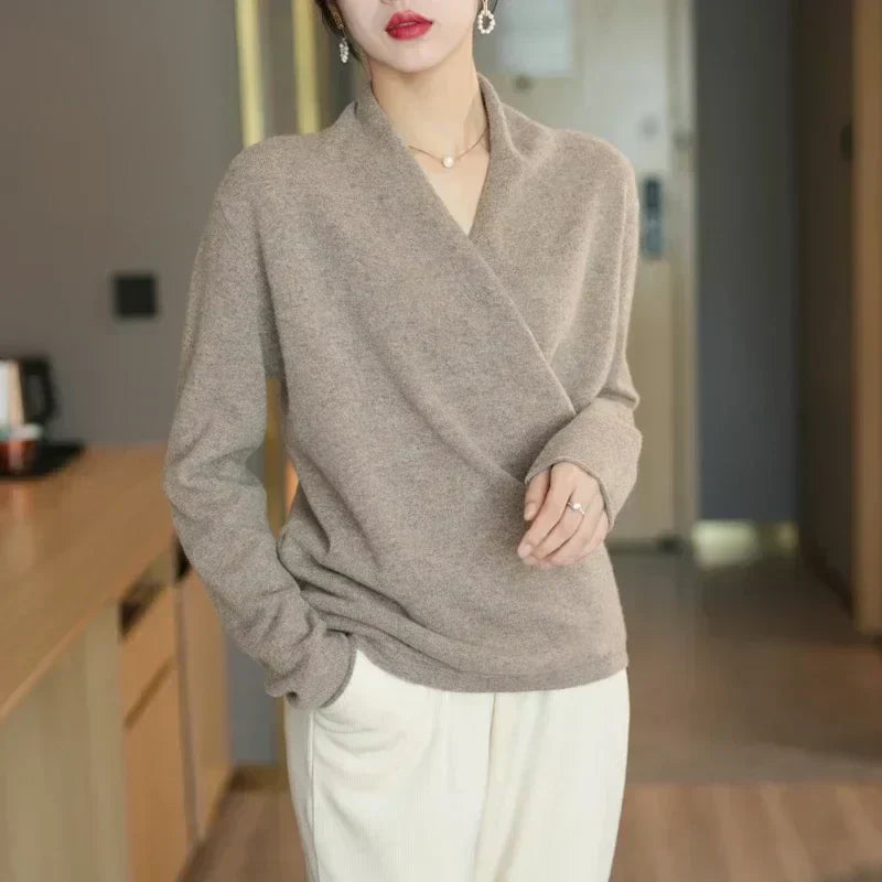 Kayla | Refined Wrap V Neck Knit Sweater
