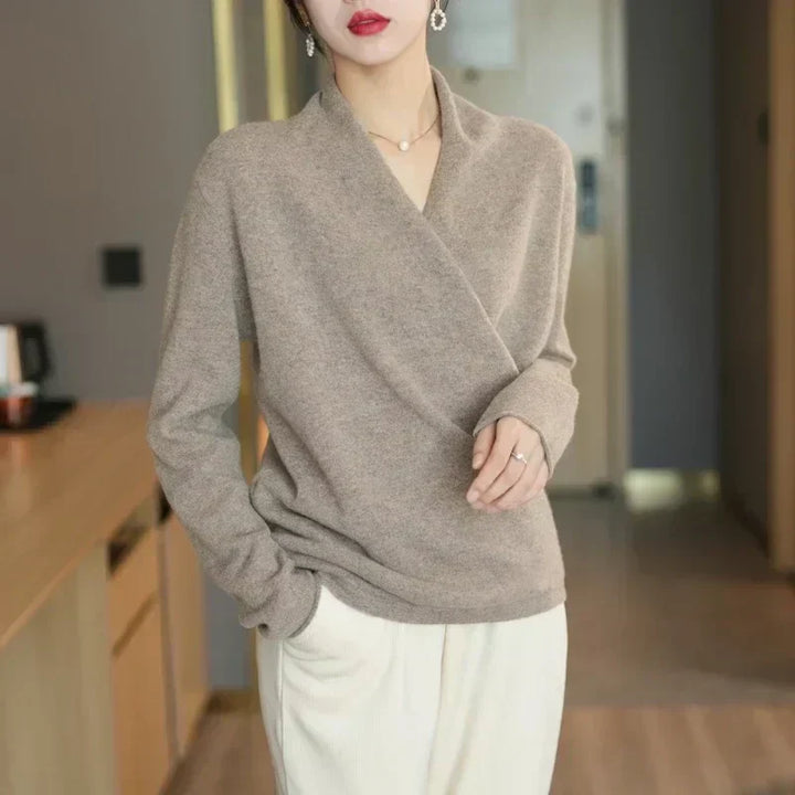 Kayla | Refined Wrap V Neck Knit Sweater
