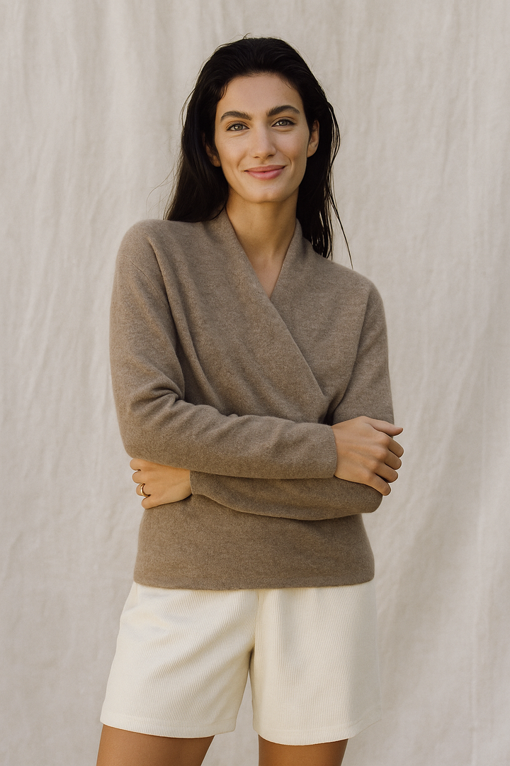 Kayla | Refined Wrap V Neck Knit Sweater