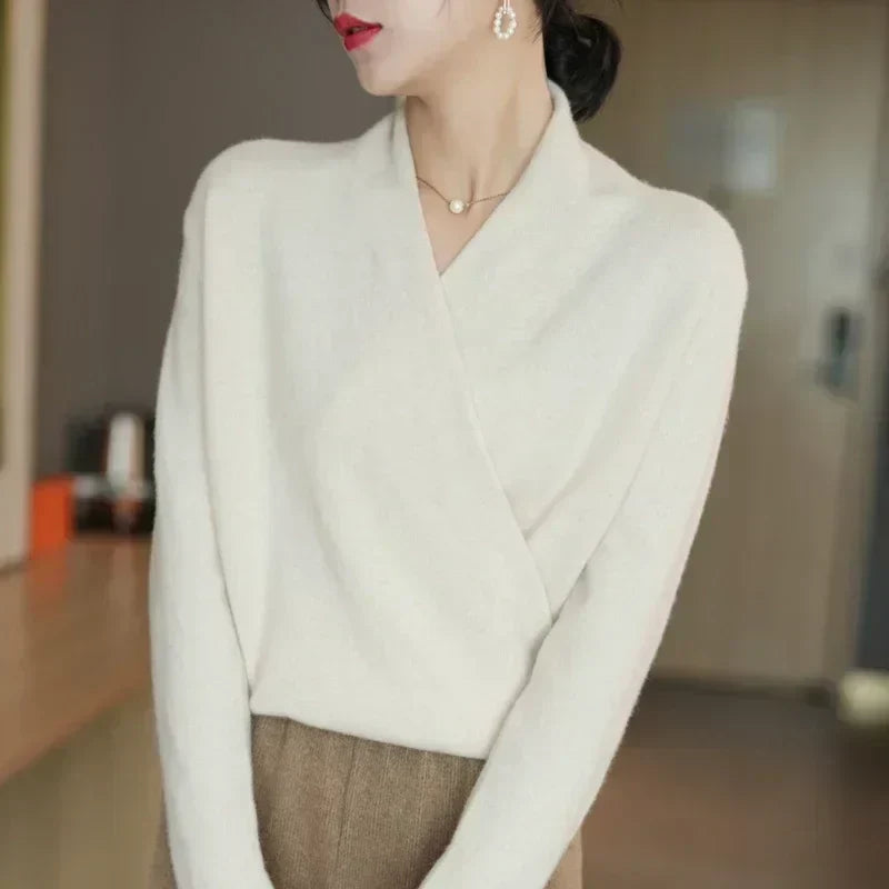 Kayla | Refined Wrap V Neck Knit Sweater