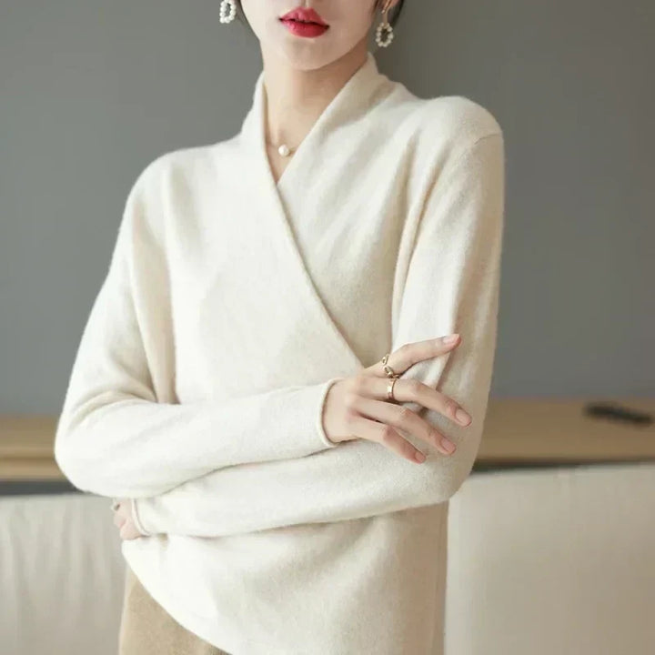 Kayla | Refined Wrap V Neck Knit Sweater