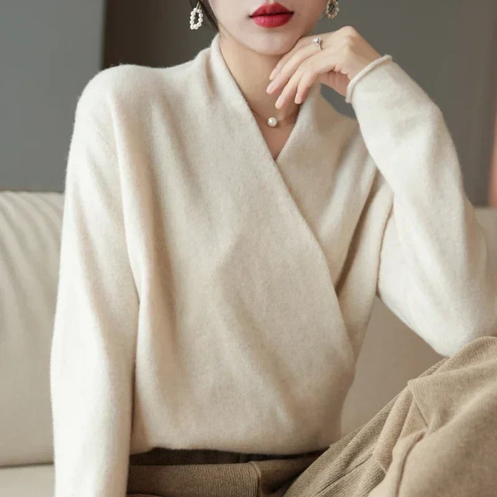 Kayla | Refined Wrap V Neck Knit Sweater