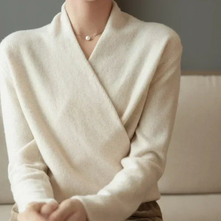 Kayla | Refined Wrap V Neck Knit Sweater