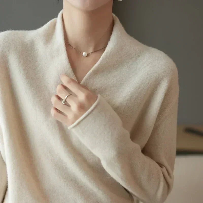 Kayla | Refined Wrap V Neck Knit Sweater
