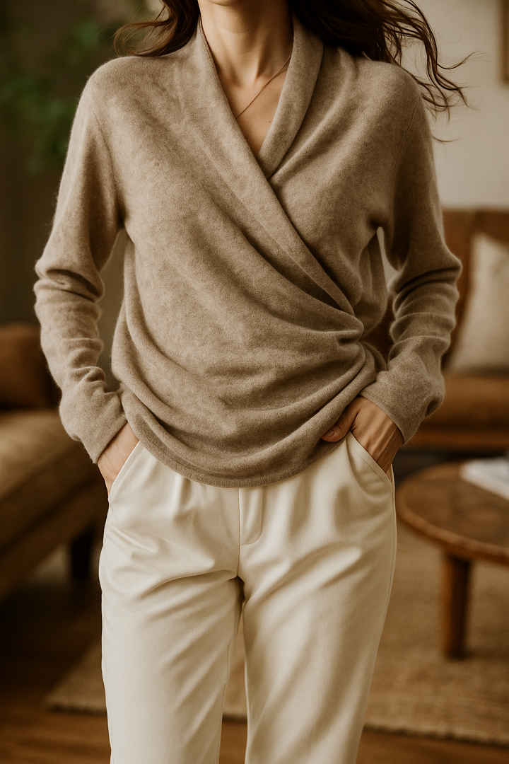 Kayla | Refined Wrap V Neck Knit Sweater