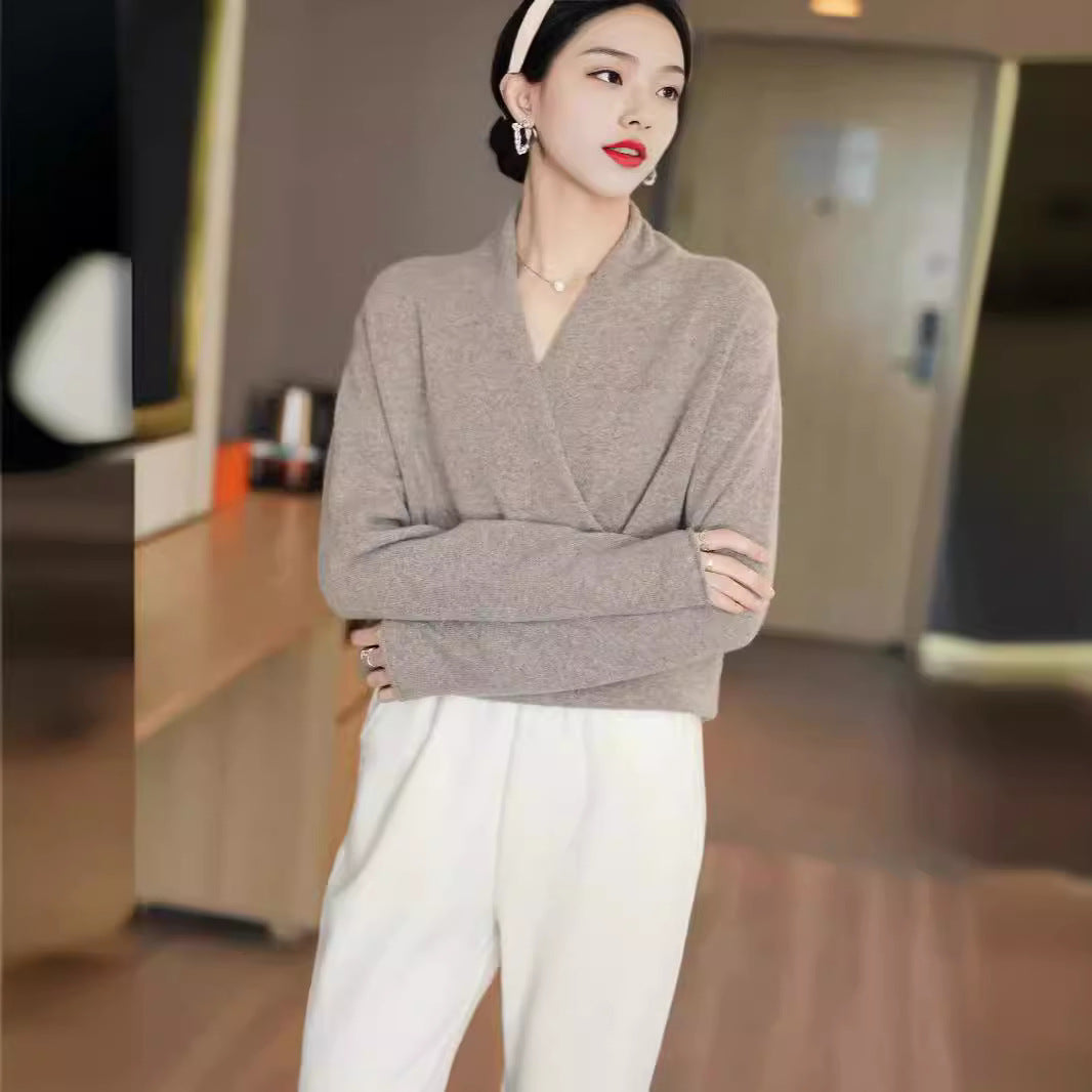 Kayla | Refined Wrap V Neck Knit Sweater