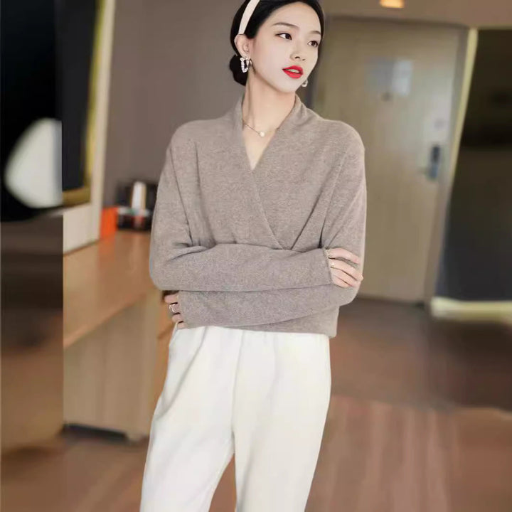 Kayla | Refined Wrap V Neck Knit Sweater