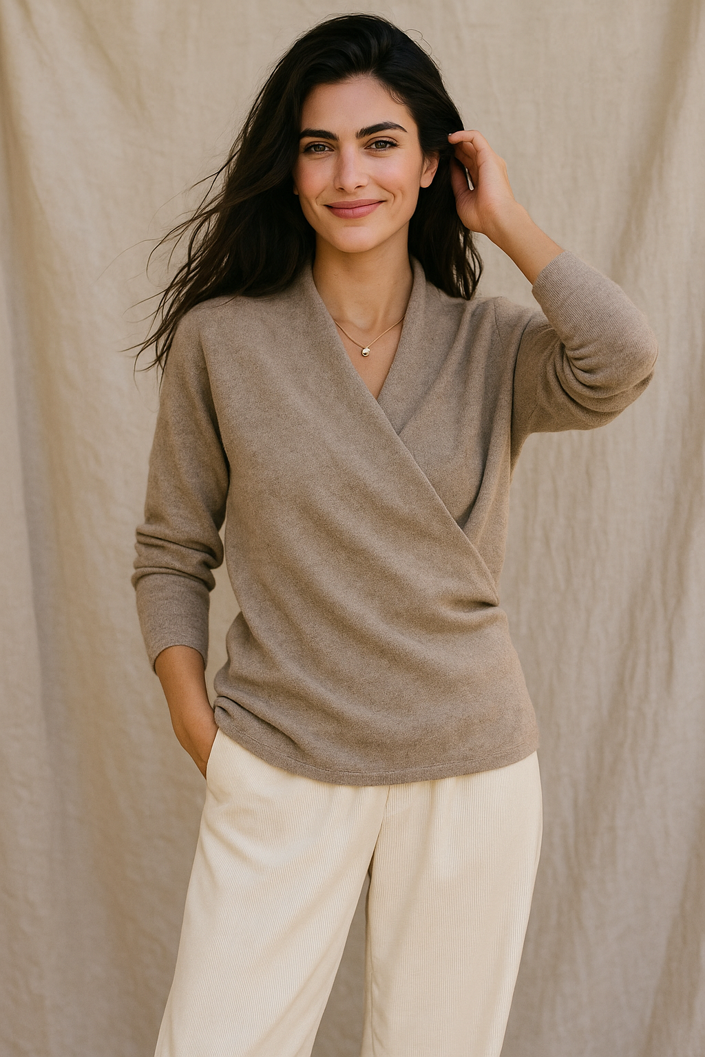 Kayla | Refined Wrap V Neck Knit Sweater