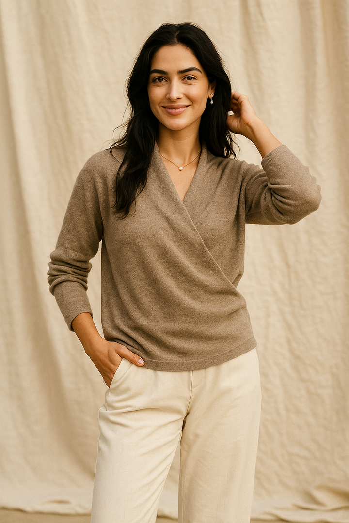 Kayla | Refined Wrap V Neck Knit Sweater