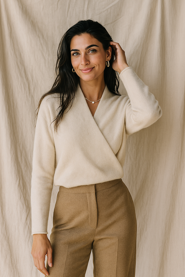 Kayla | Refined Wrap V Neck Knit Sweater