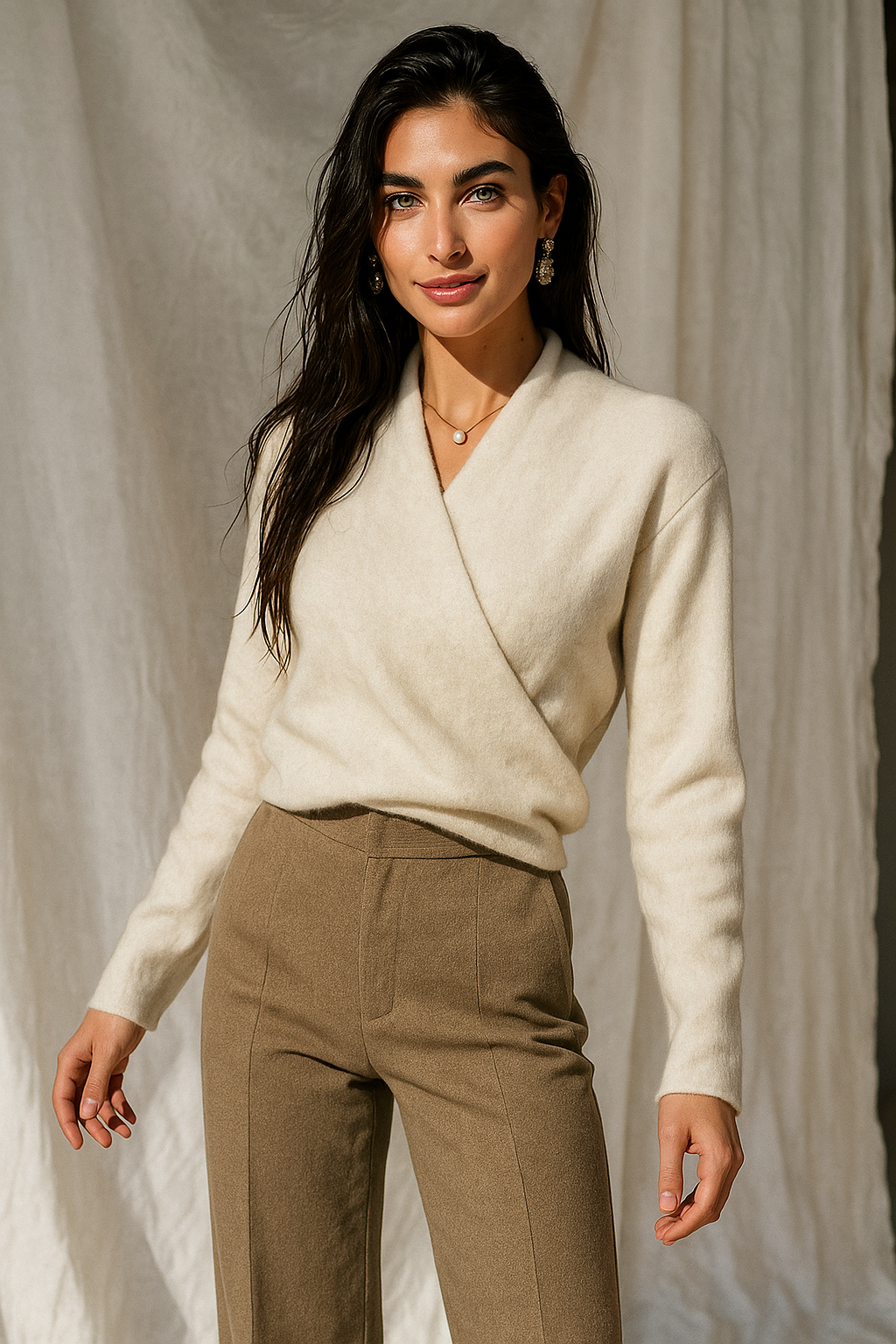 Kayla | Refined Wrap V Neck Knit Sweater
