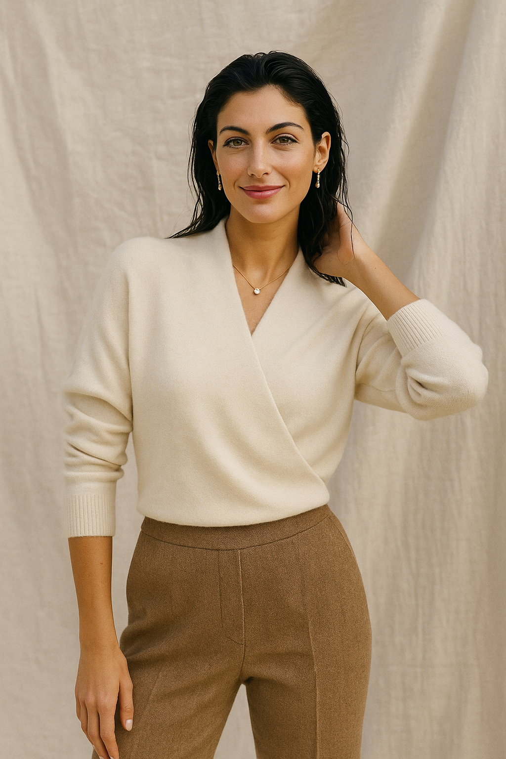 Kayla | Refined Wrap V Neck Knit Sweater