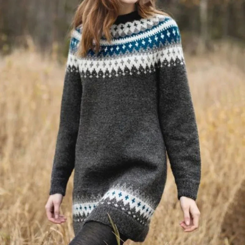 Kayla | Relaxed Fair Isle Tunic Knit Sweater