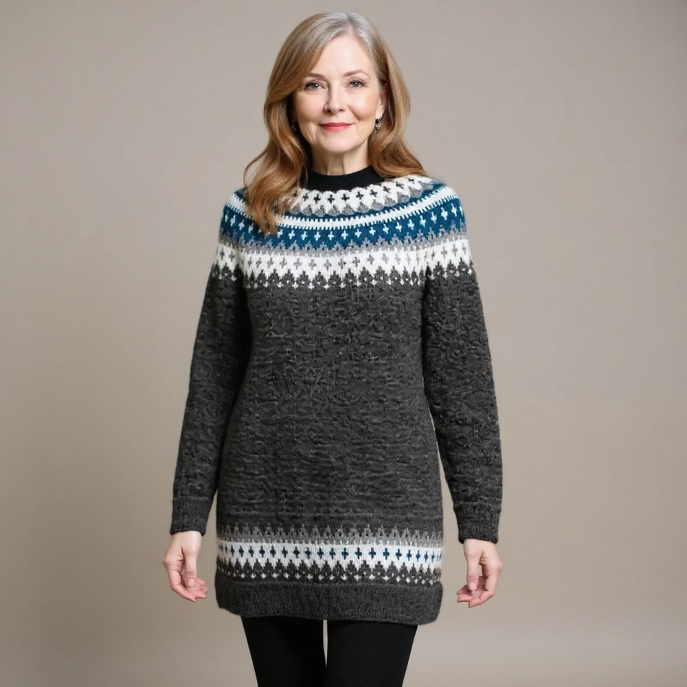 Kayla | Relaxed Fair Isle Tunic Knit Sweater