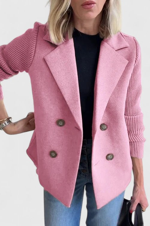 Kayla | Timeless Double-Breasted Ribbed Sleeve Blazer