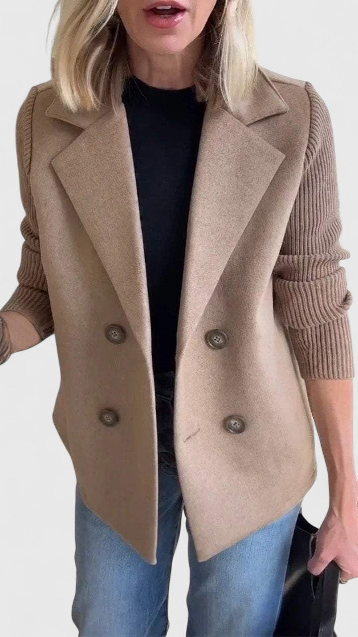 Kayla | Timeless Double-Breasted Ribbed Sleeve Blazer