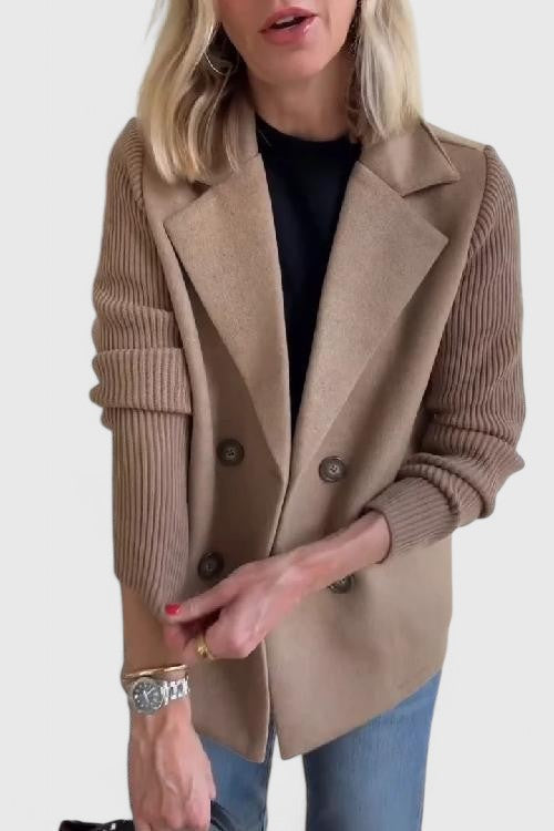 Kayla | Timeless Double-Breasted Ribbed Sleeve Blazer