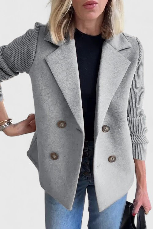 Kayla | Timeless Double-Breasted Ribbed Sleeve Blazer