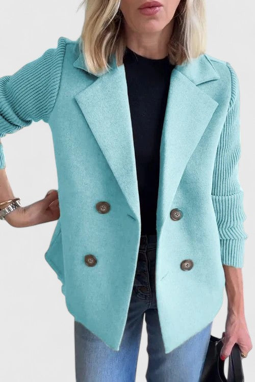 Kayla | Timeless Double-Breasted Ribbed Sleeve Blazer