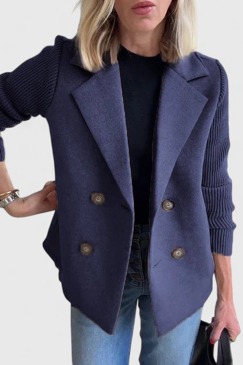 Kayla | Timeless Double-Breasted Ribbed Sleeve Blazer