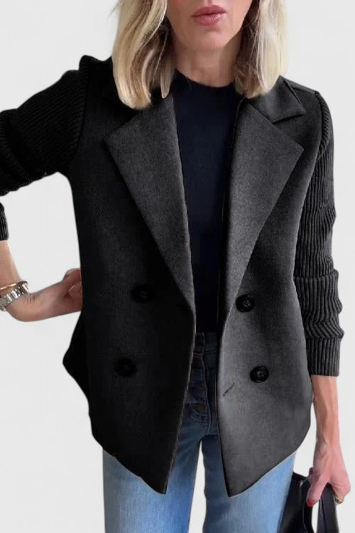 Kayla | Timeless Double-Breasted Ribbed Sleeve Blazer