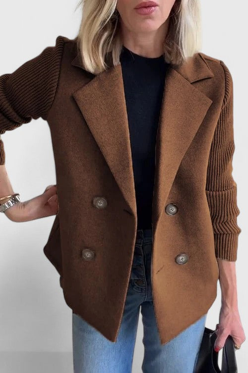 Kayla | Timeless Double-Breasted Ribbed Sleeve Blazer