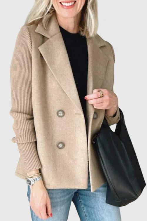 Kayla | Timeless Double-Breasted Ribbed Sleeve Blazer