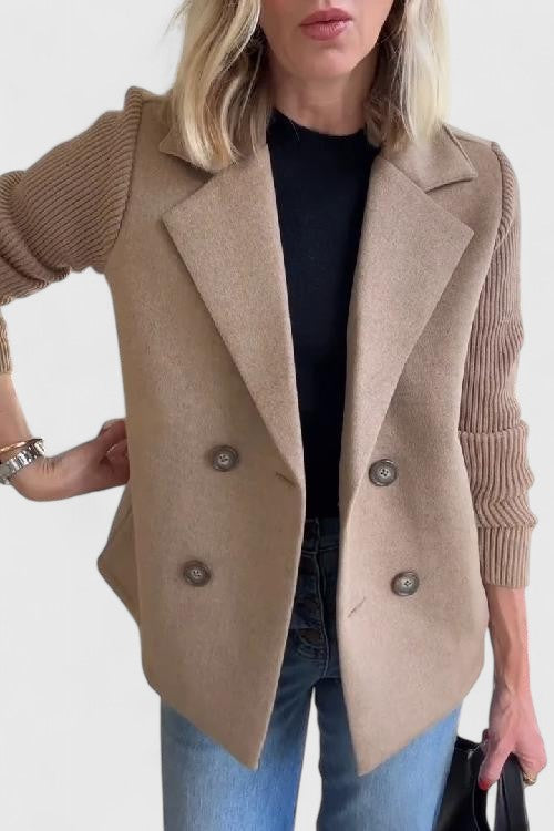 Kayla | Timeless Double-Breasted Ribbed Sleeve Blazer