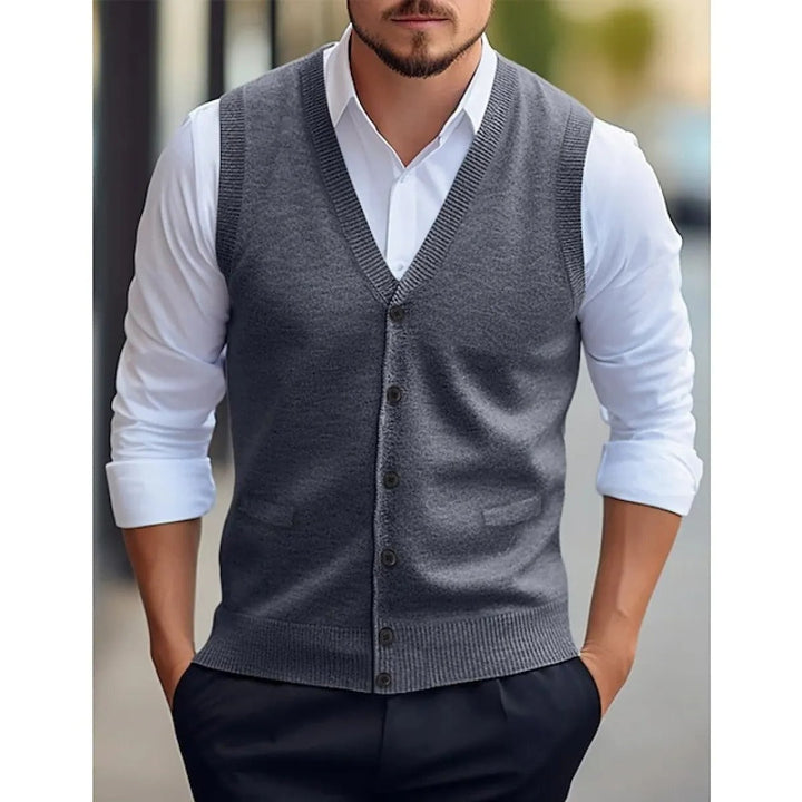 Keith | Refined Button-Front Knit Sweater Vest