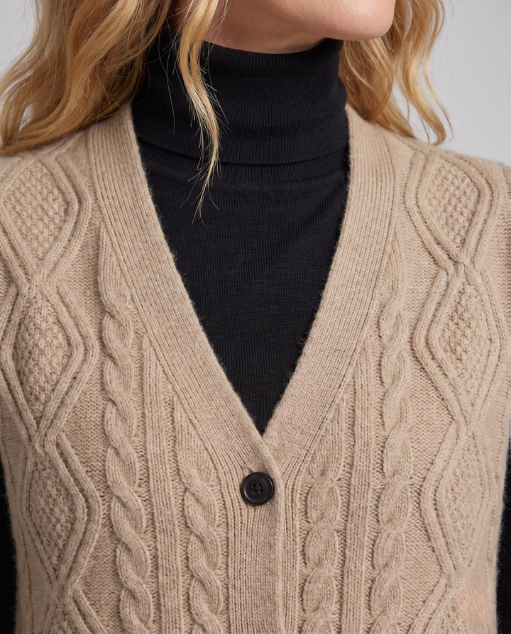 Kelly | Effortless Cable Knit Button-Front Sweater Vest