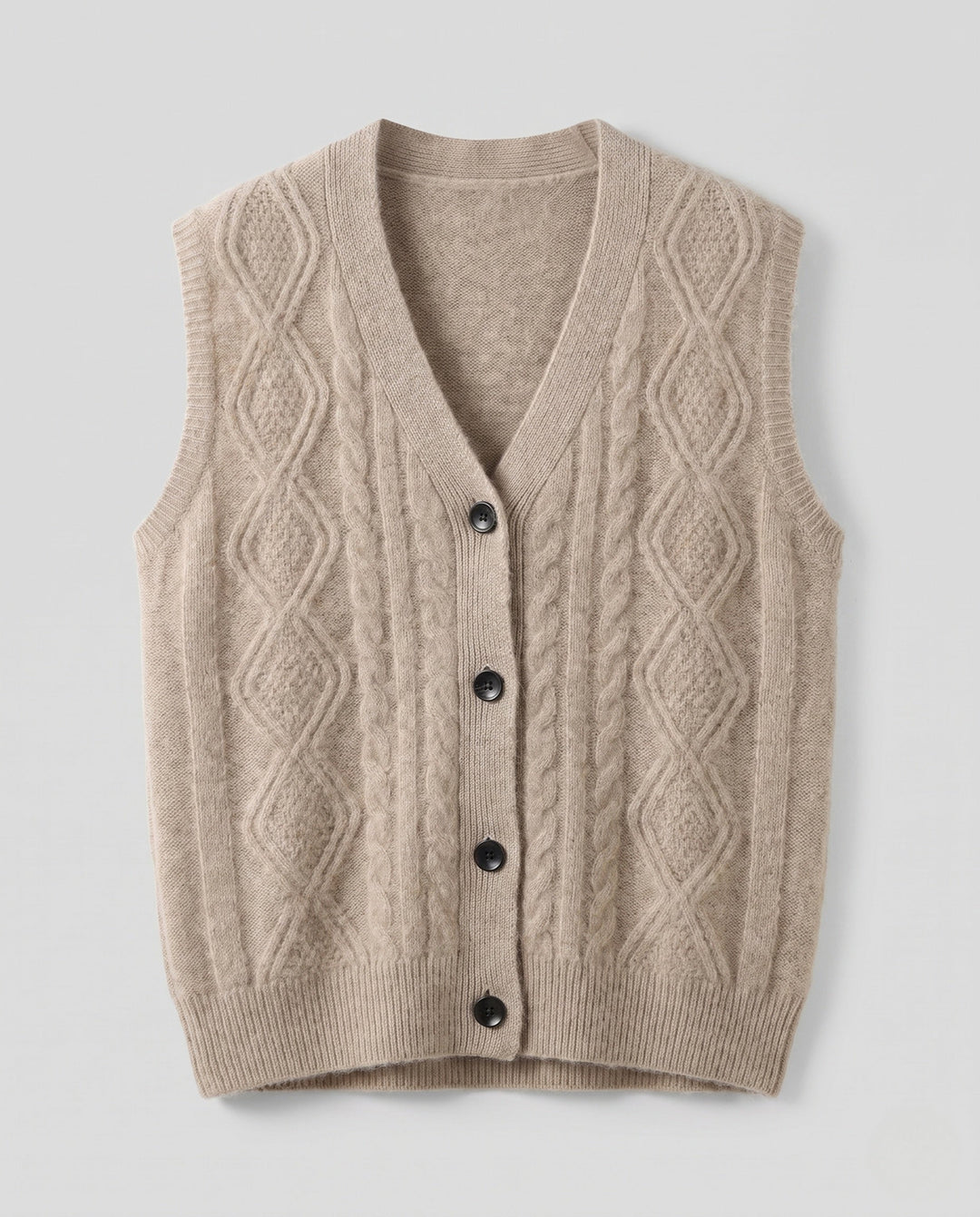 Kelly | Effortless Cable Knit Button-Front Sweater Vest