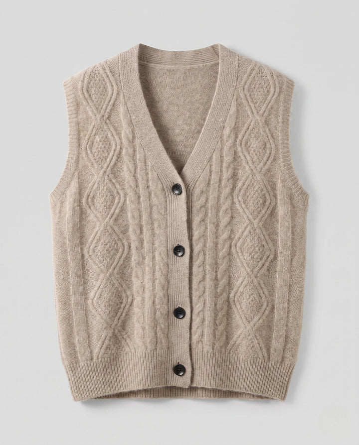 Kelly | Effortless Cable Knit Button-Front Sweater Vest