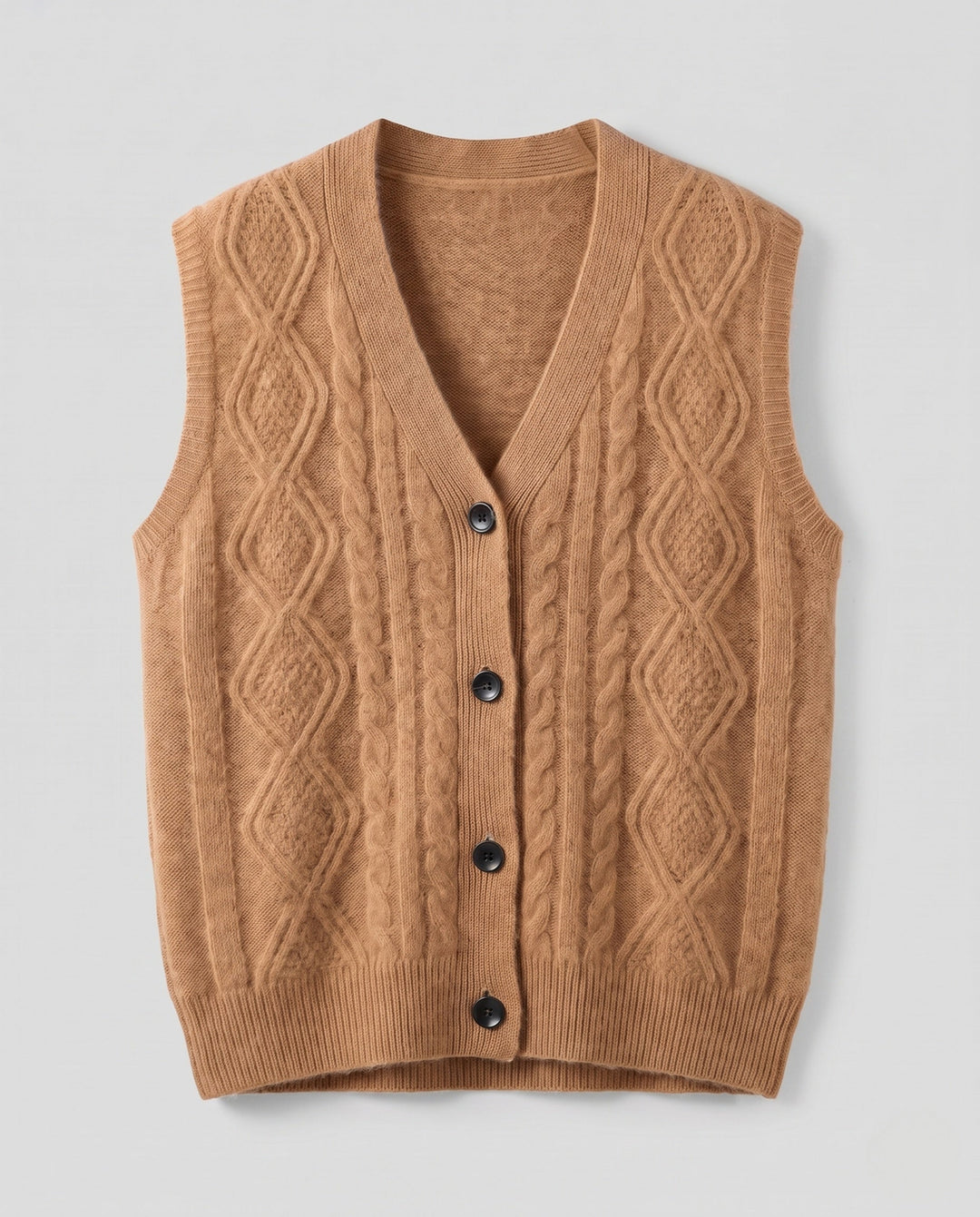 Kelly | Effortless Cable Knit Button-Front Sweater Vest