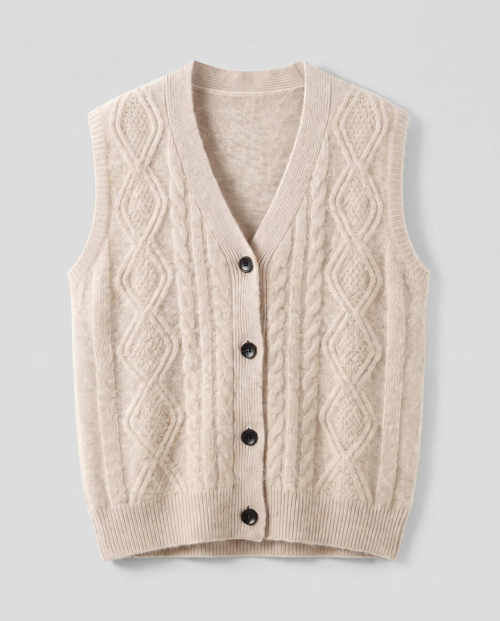 Kelly | Effortless Cable Knit Button-Front Sweater Vest