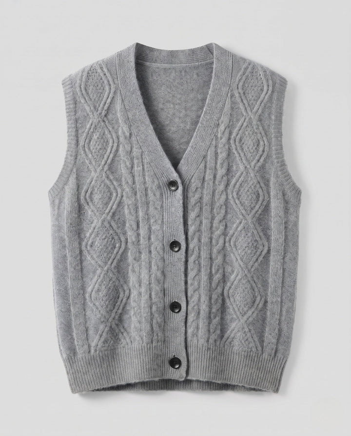 Kelly | Effortless Cable Knit Button-Front Sweater Vest