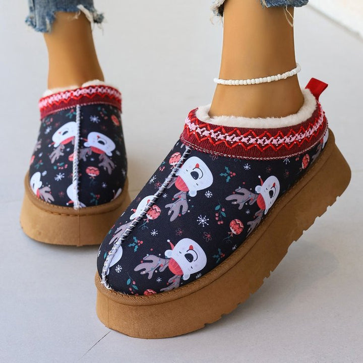 Kelly | Graceful Cozy Christmas Platform Slippers with Faux Fur Collar