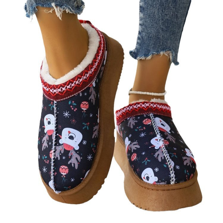 Kelly | Graceful Cozy Christmas Platform Slippers with Faux Fur Collar