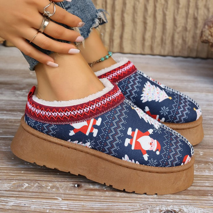Kelly | Graceful Cozy Christmas Platform Slippers with Faux Fur Collar