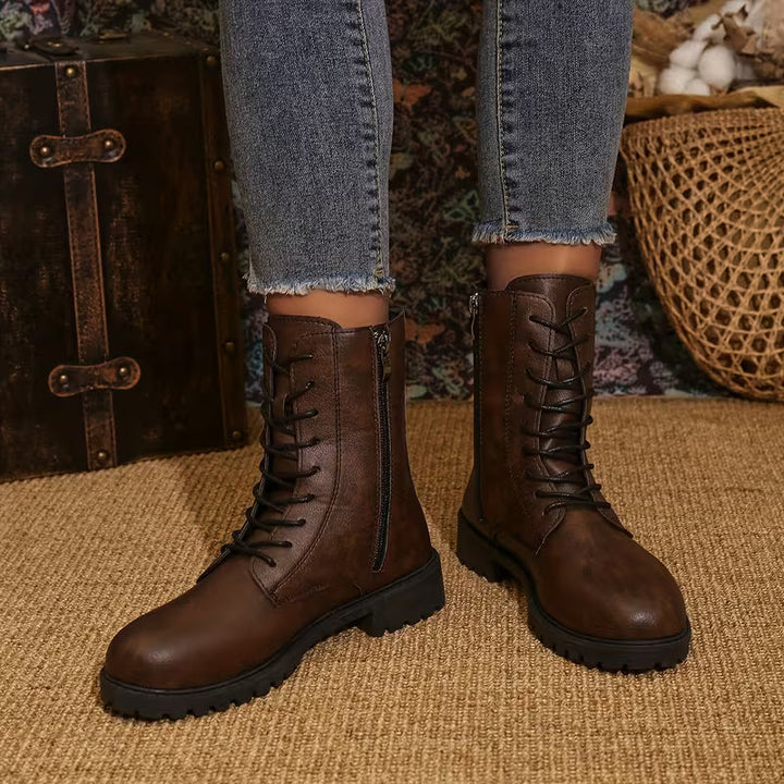 Kelly | Lace-Up Lug Sole Combat Ankle Boots